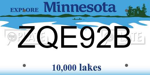 ZQE92B Minnesota License Plate