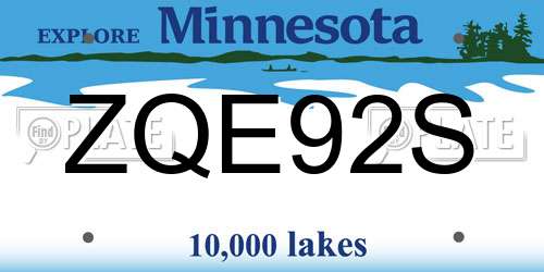 ZQE92S Minnesota License Plate