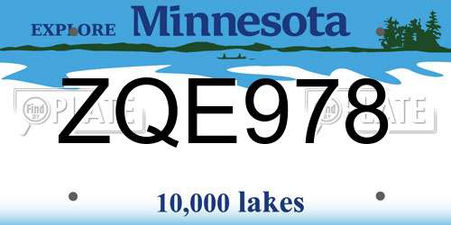 ZQE978 Minnesota License Plate