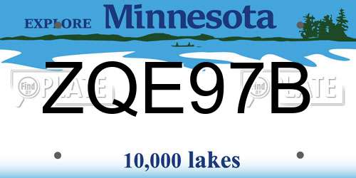 ZQE97B Minnesota License Plate