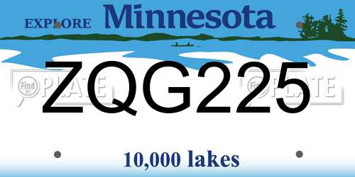 ZQG225 Minnesota License Plate