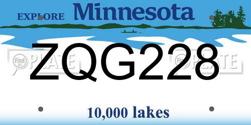 ZQG228 Minnesota License Plate