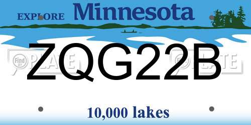 ZQG22B Minnesota License Plate
