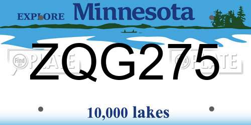 ZQG275 Minnesota License Plate