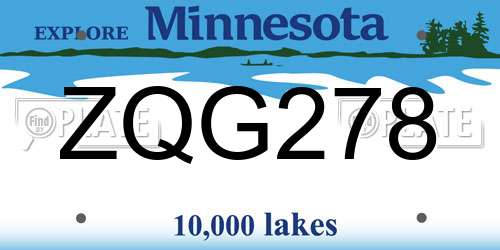 ZQG278 Minnesota License Plate