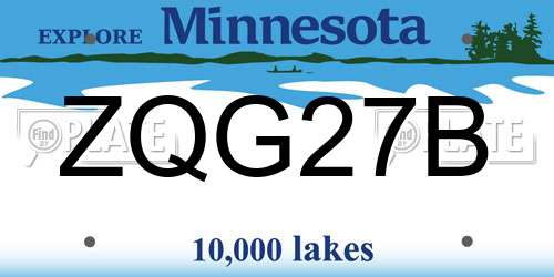 ZQG27B Minnesota License Plate