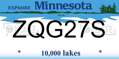 ZQG27S Minnesota License Plate