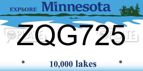 ZQG725 Minnesota License Plate