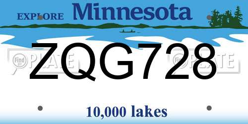 ZQG728 Minnesota License Plate