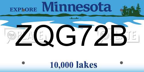 ZQG72B Minnesota License Plate