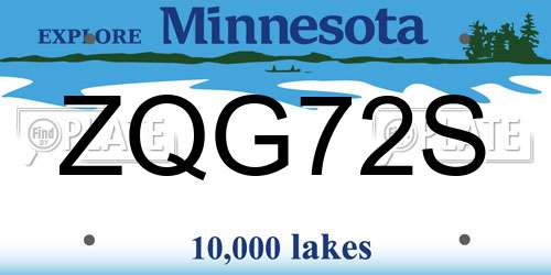 ZQG72S Minnesota License Plate