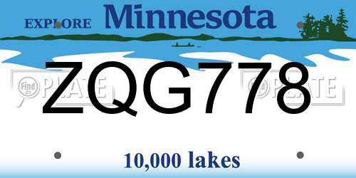 ZQG778 Minnesota License Plate