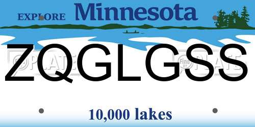 ZQGLGSS Minnesota License Plate