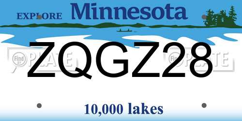 ZQGZ28 Minnesota License Plate