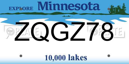 ZQGZ78 Minnesota License Plate