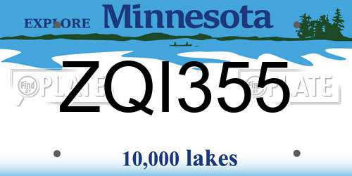 ZQI355 Minnesota License Plate