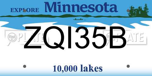 ZQI35B Minnesota License Plate