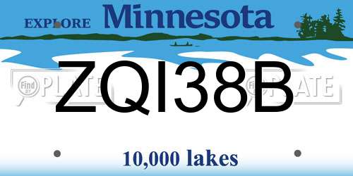 ZQI38B Minnesota License Plate