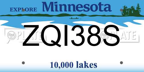 ZQI38S Minnesota License Plate