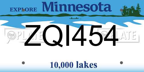 ZQI454 Minnesota License Plate