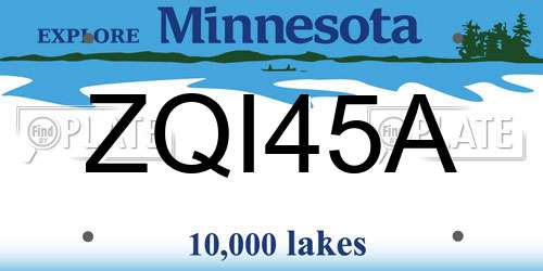 ZQI45A Minnesota License Plate
