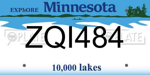 ZQI484 Minnesota License Plate