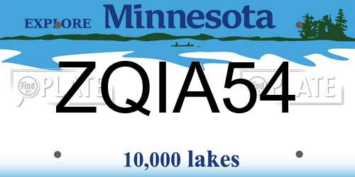 ZQIA54 Minnesota License Plate