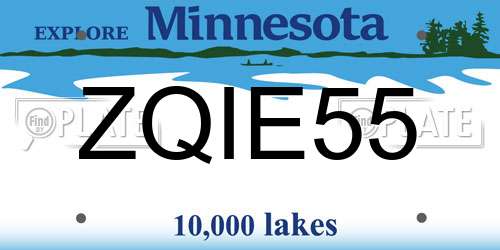 ZQIE55 Minnesota License Plate