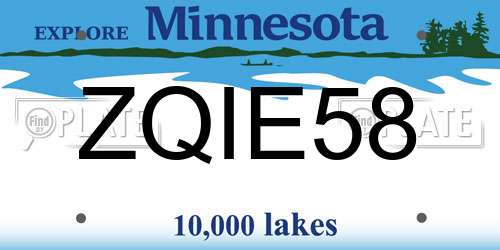 ZQIE58 Minnesota License Plate