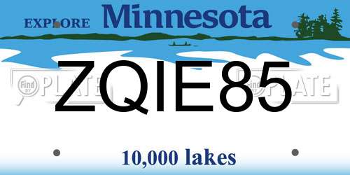 ZQIE85 Minnesota License Plate