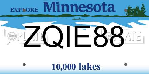 ZQIE88 Minnesota License Plate