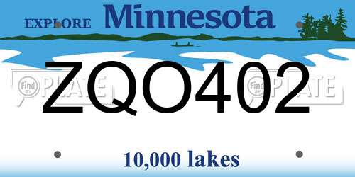 ZQO402 Minnesota License Plate