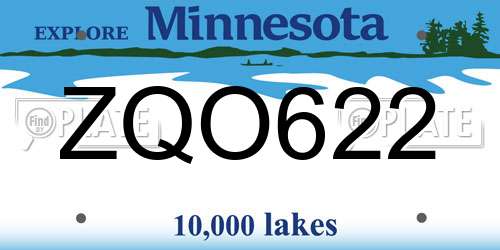 ZQO622 Minnesota License Plate