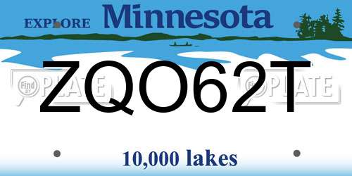 ZQO62T Minnesota License Plate
