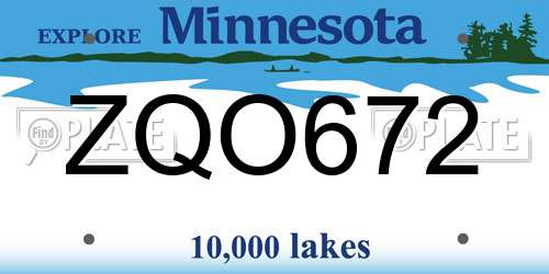 ZQO672 Minnesota License Plate