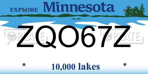 ZQO67Z Minnesota License Plate