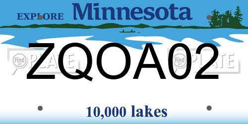 ZQOA02 Minnesota License Plate