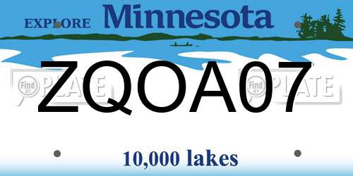 ZQOA07 Minnesota License Plate