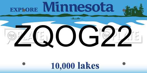 ZQOG22 Minnesota License Plate