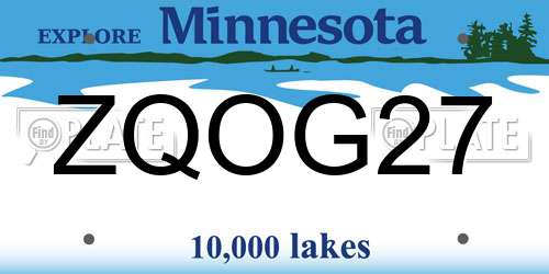 ZQOG27 Minnesota License Plate