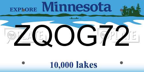 ZQOG72 Minnesota License Plate