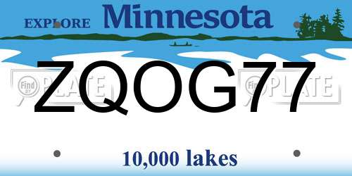 ZQOG77 Minnesota License Plate