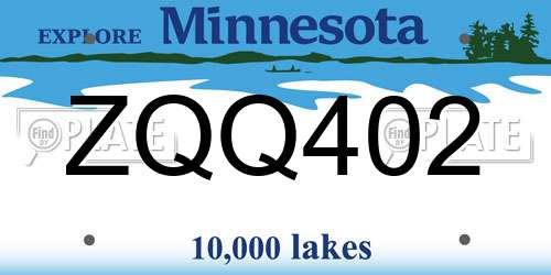ZQQ402 Minnesota License Plate