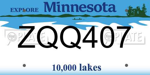 ZQQ407 Minnesota License Plate