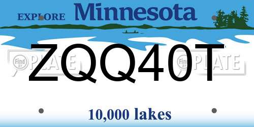 ZQQ40T Minnesota License Plate