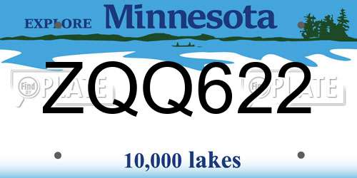 ZQQ622 Minnesota License Plate