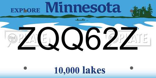 ZQQ62Z Minnesota License Plate