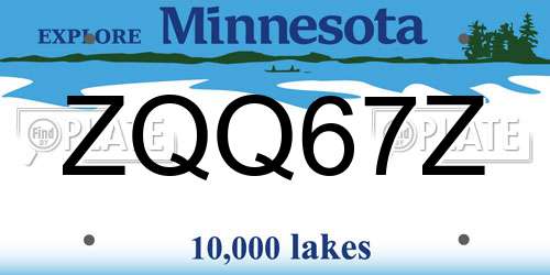 ZQQ67Z Minnesota License Plate