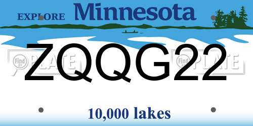 ZQQG22 Minnesota License Plate