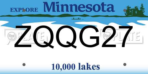 ZQQG27 Minnesota License Plate